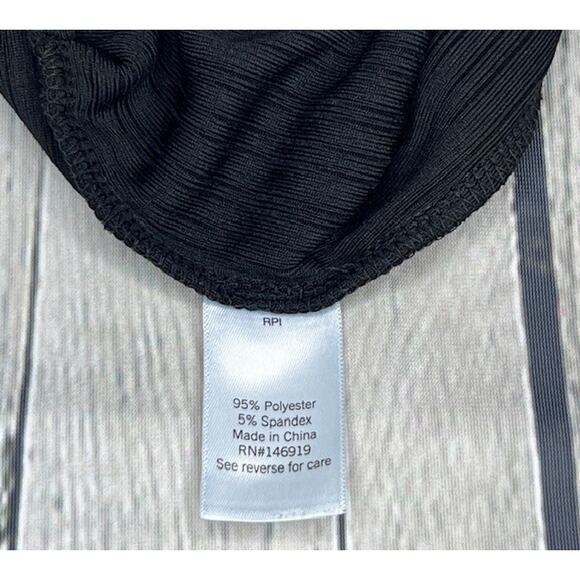 Nine West Cap Sleeveless Textured Crew Neck Top Cinch Waist Black Women's Large - Picture 4 of 5